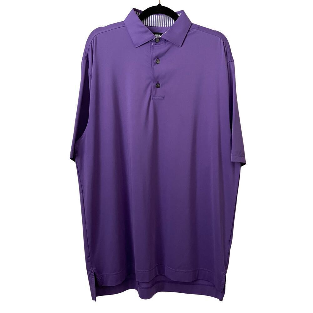 Footjoy Shirt Mens‎ Large Purple Golf Polo Henley Knit Short Sleeve Stretchy